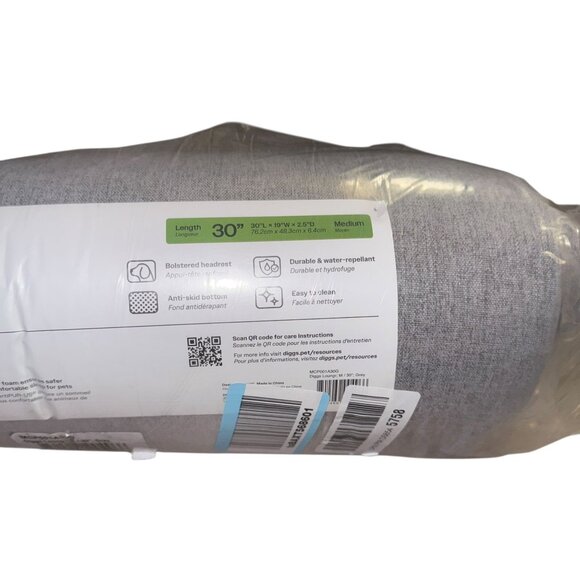 New Sealed Diggs Bolstr Dog Crate Bed 30 X 19 Gray Water Resistant Headrest - Picture 3 of 8